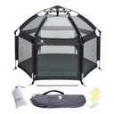 POP 'N GO PLAYPEN - Indoor & Outdoor Baby Playpen for Babies and Toddlers - Baby Beach Tent, Foldable, Portable W/Canopy, Travel Bag, & Mosquito Net - Pop Up Pack and Play Tent (Black) (Charcoal Black)