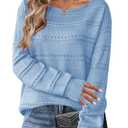 Zeagoo Womens Fall Fashion 2025 Oversized Off The Shoulder Crochet Sweater Boat Neck Loose Long Sleeve Pullover Jumper Tops, M