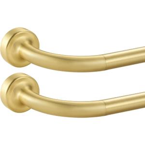 2 Pack Brass Disc Curtain Rods, 28-48 Inches Window Curtain Rod,Adjustable Room Darkening Drapery Rod with Aluminum Finials and Brackets,Wrap Around Design