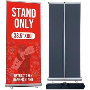 33.5"W x 80"H Retractable Banner Stand Standard Roll Up Banner Display with Padded Carrying Bag for Trade Show, Exhibition, Store Promotion & Advertising Events 1 Pack (Stand Only)