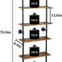 ZIOTHUM 6-Tier Industrial Pipe Shelves Shelf Shelving Rustic Wood Metal Wrought Iron Ladder Bookcase Bookshelf Wall Mounted Mount DIY Loft Vintage Floating Hanging Storage Display (23.6x9.8x78.7), 23.6*9.8*78.7 inchesLxWxH
