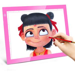 LitEnergy Portable A4 LED Copy Board Light Tracing Box, Pink Ultra-Thin Adjustable USB Power Artcraft LED Trace Light Pad for Tattoo Drawing, Streaming, Sketching, Animation, Stenciling