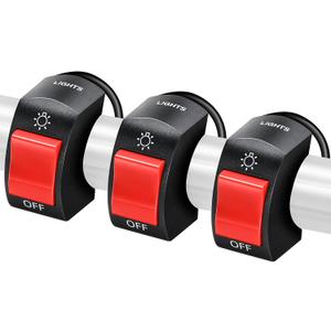 Frienda 3 Pieces Motorcycle Headlight Switch Handlebar Toggle Switch 7/8 Inch 22 mm 12v on Off Push Button for U5 U7 U2 Motorcycles Scooter Electromobile(Red)