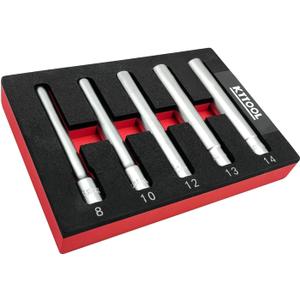 5PCS Deep Metric Socket Set, 3/8-Inch Drive Socket, 12PT 8-10-12-13-14MM - Extra Long Deep 120MM