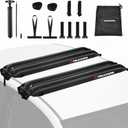 Truckiipa Universal Soft Roof Rack Pads2 Pcs Inflatable Roof Rack for Kayak Surfboard SUP Canoe,Reusable Heavy Duty Car Roof Racks System with Straps, Air Pump, Hood Loops and Storage Bag, 44inch