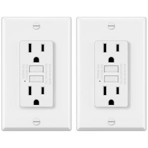 ELECTECK 2 Pack GFCI Outlets 15 Amp, Non-Tamper Resistant, Decor GFI Receptacles with LED Indicator, Ground Fault Circuit Interrupter, Wallplate Included, ETL Listed, White