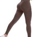 Women's Butt Lifting Leggings Hidden Scrunch Butt Lifting Leggings Seamless High Waisted Workout Yoga Pants (Brown, M)