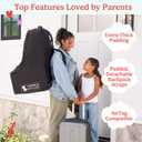 J.L. Childress Padded Backpack Car Seat Bag - Car Seat Travel Bag for Airplane, Fits Most Baby & Infant Carriers & Bootsters, Accessories for Gate or Baggage Check, AirTag Compatible - Deluxe, Black