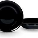 LaGlint 34OZ Opal Glass Large Pasta Bowls Set of 4, Lightweight 9.5 inch Round Large Shallow Serving Bowl for Soup, Salad, Dinner, Microwave Dishwasher Safe Black