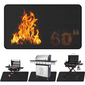 Large 60 x 40 Inch BBQ Under Grill Mat for Outdoor, Indoor Fireplace Mat Fire Pit Mat, Double-Sided Fireproof Grill Pad, Waterproof Under Pet Cage Mat