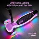 JOVA ZIFFY Light-Up Toddler Scooters for Kids 3-8, 3 Wheel Kids Scooter for Boy Girl 110lbs, 20 Dynamic LED Lights, 4 Adjustable Height Ride-on Kick Scooter, Lean-to-Steer Anti-Slip Wide Deck