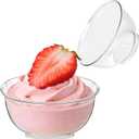 Zezzxu 100 Pack 2 oz Mini Dessert Cups, Reusable Clear Plastic Small Round Tiny Bowl Cups for Party Serving Individual Appetizers, Trifle, Hors D'oeuvres, Shrimp Cocktail Cups