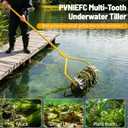 Pond Rake Roller, Lake Weed Remover, Aquatic Weed & Sludge Tiller, Stainless Steel Roller with 6 Blades & 13' Aluminum Handle for Pond, Lake, Beach and Shoreline Cleaning