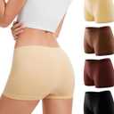 dmuveo Boy Shorts Underwear For Women Seamless Full Coverage Briefs Soft Stretch Boxer Shorts Panties 4 Pack (XX-Large, 4pack)