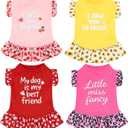 XPUDAC 4 Pack Cute Dog Dress for Dog, Floral Puppy Dress Sweet Girl Pet Skirt Outfits Colorful for Birthday Holiday Spring Summer Pet Clothes for Girls, M
