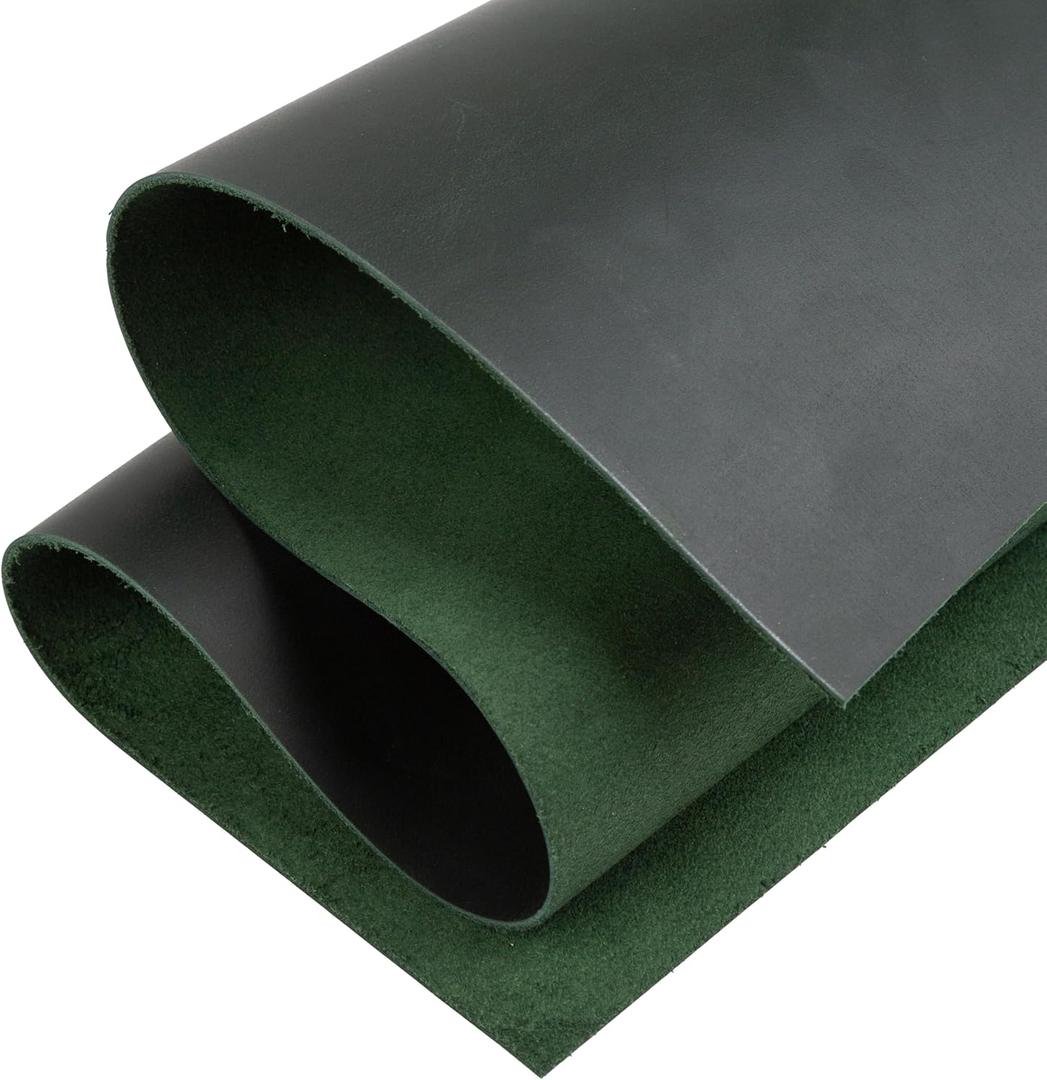 Shkira 12''X24'' Genuine Light Green Leather Sheets for Crafts - Square - 2.0MM Thick Genuine - Thick Cowhide Pieces Square - Leather Sheet for Arts and Crafts