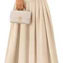 MEROKEETY Women's Fall Long Sleeve Wedding Guest Dresses 2025 One Shoulder Elegant Formal Pleated Midi Maxi Dress (Beige, S)
