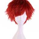 HH Building Short Layered Curly Anime Fashionable Cosplay Costume Wig Red Hair 12 Inch