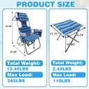 16" High Backpack Beach Chair for Adults with Face Hole & Camping Stool Heavy Duty Beach Tanning Chair Lay Flat with Cooler Bag Supports 265 lbs Navy, 1 Pack