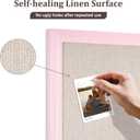 DOLLAR BOSS Bulletin Board with Linen 24'' x 18'' Pink Framed Cork Boards for Walls, Photo Display Pin Board, Decorative Corkboard for Office Home School Girls Dorm Decor with 10 Pushpins, White