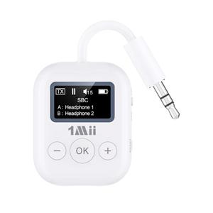 1Mii Bluetooth 5.3 Transmitter w/Screen for TV to 2 Headphones, aptX AD/LL/HD Hi-Fi Audio, 25H Playtime, 3.5mm AUX Bluetooth Adapter for TV, PC, CD Player, MP3, Gym, Projector - Transmitter Only