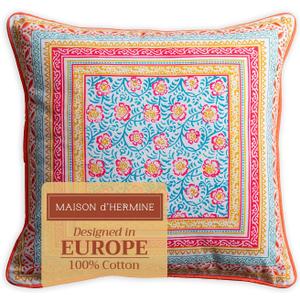 Maison d' Hermine Decorative Pillow Covers 20x20 Inch Square 100% Cotton Throw Pillow Covers with Invisible Zipper Cushion Case for Living Room Couch, Chair, Sofas, Bedroom, Home (Katmandou - Doda)