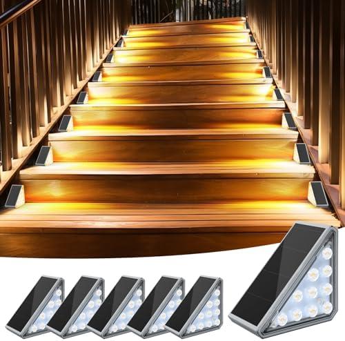 AUDLES Solar Stair Lights Outdoor Step Lights with Waterproof IP67 LED Solar Light for Outside Light Decor for Stair, Deck, Front Step, Front Porch, Patio, Garden and Backyard