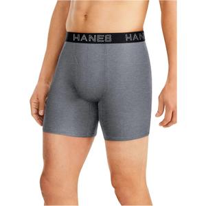 Hanes Men's Total Support Pouch Boxer Brief (Black/Grey, Medium)