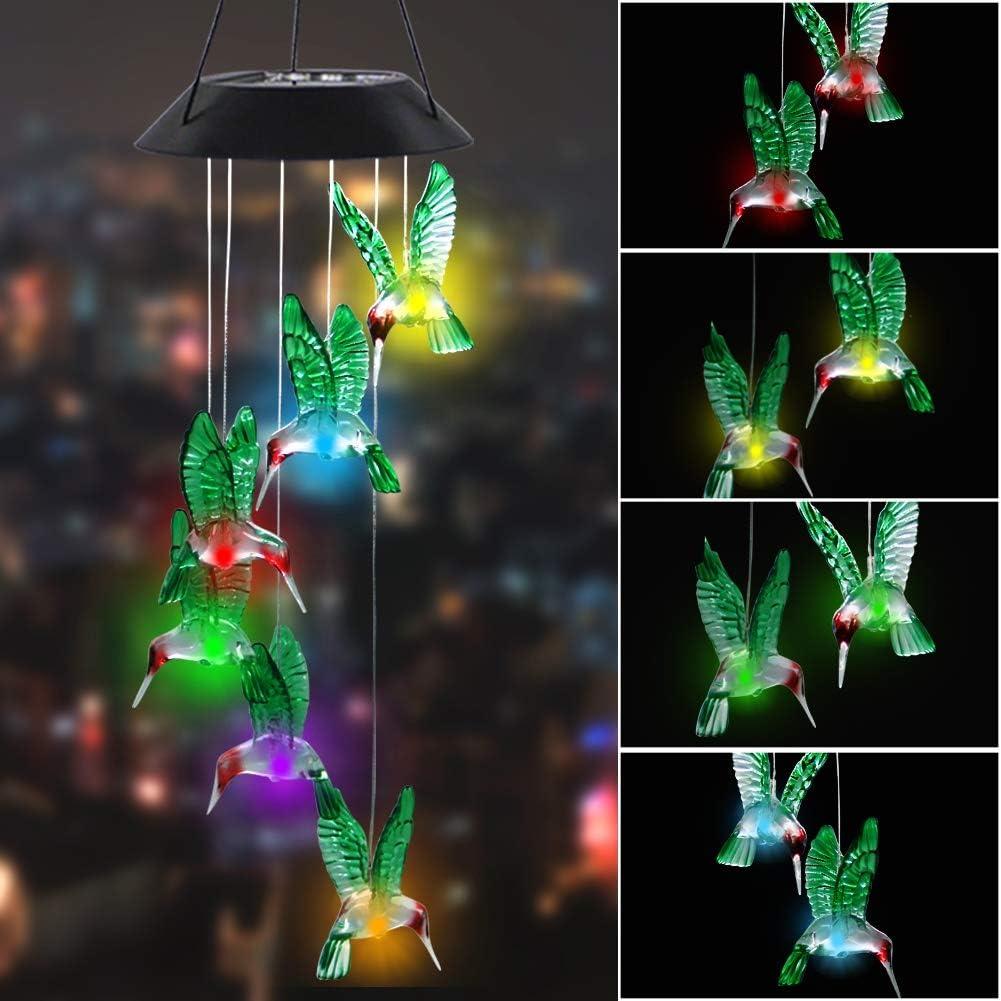 MorTime 2 Pack Wind Chime, Color Changing Mobile LED Solar Wind Chime Outdoor Mobile Hanging Patio Light, Porch, Deck, Garden Decor