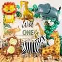 3 x 6 Pcs Giant Safari Animal Balloons, Lion Zebra Giraffe Monkey Elephant Leopard Foil Mylar Balloons for Wild One 1st Birthday Party Decorations, Jungle Zoo Theme Baby Shower Supplies