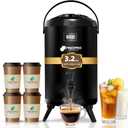 Insulated Beverage Dispenser - Thermal Hot and Cold Tea Dispenser - Stainless Steel 12L/3.2Gal with Spigot for Hot Coffee & Tea, Cold Milk & Juice - Black