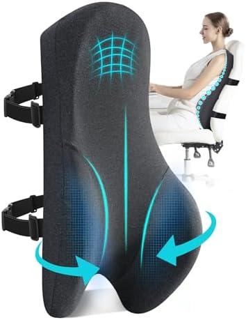 Teemour High Back Support Pillow for Office Chair, Fully Support Entire Back Cushion Pain Relief Promotes Posture- Memory Foam Lumbar Support Pillow for Offfice Chair, Desk, Gaming, Recliner Chair