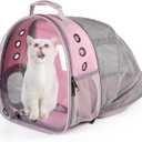 Cat Backpack Carrier Expandable Ventilate Transparent Pet Dog Backpack for Large Cats Hiking, Travel, Outdoor, Airline-Approved Space Capsule Backpack, (Pink)