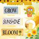 4 Pcs Sunflower Decor for Summer Wooden Tiered Tray Sign  Table Decorations Musician Sunflower Book Stack Block Sunshine Table Centerpiece for Home, Parties & Sunflower Gifts for Women