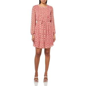 Tommy Hilfiger Womens Balloon Sleeve Pleated Front Tie Waist Mini Dress (14, Samba Multi)