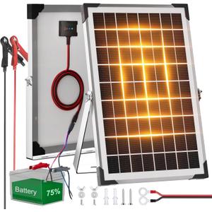 Voltset Solar Battery Trickle Charger: 10 Watt 12V Solar Panel Maintainer for Car Boat - Waterproof Monocrystalline Solar Charger with Controller for RV Marine Trailer Truck Motorcycle