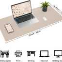 Leather Desk pad Protector, Large Desk mat with Natural Cork & PU Leather,Mouse pad,Non-Slip Office Desk Mat,Waterproof Desk Writing Pad for Office and Home (35in*17in,Beige)