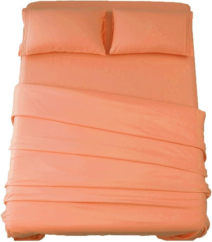 SONORO KATE Bed Sheet Set Super Soft Microfiber 1800 Thread Count Luxury Egyptian Sheets 16-Inch Deep PocketWrinkle and Hypoallergenic-4 Piece (Coral, Queen)