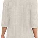 JomeDesign Womens Sweaters V Neck 3/4 Sleeve Shirts Dressy Casual Blouses Loose Fit Tunic Tops Fall Fashion (Black, XL)