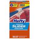 Hefty Slider 1 Gallon Freezer Bags, 56 Count, Gallon Slider Bags for Freezer, Holds Raw Meat, Soups, Prepped Fruits and Veggies, and More, Writable Label, Secure Zip and Click Closure