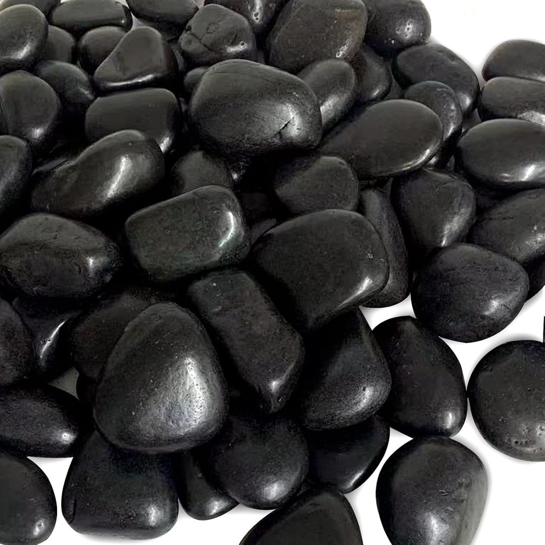 FANTIAN 5 Pounds Black Natural Decorative River Pebbles 2-3 Inch Black Polished Decorative Pebbles for Garden Landscaping, Home Dcor, Outdoor Paving River Rocks, Rocks for Painting