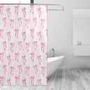 YQIUSM Pink Bow Shower Curtain Preppy Coquette Bathroom Decor for Girls 72"x72"