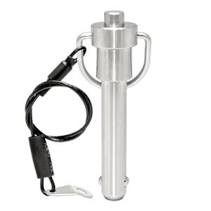 1 Pc Stainless Steel Ring Handle Locking Pin Ball Lock pins Quick Release pin with Button Locating pins Safety pins Dowels w/ Reinforced Lanyard (Dia.:1/2, 2in)