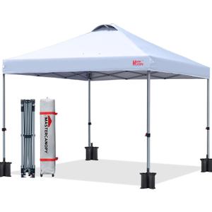 MASTERCANOPY Durable Pop-up Canopy Tent with Roller Bag (10x10, White)