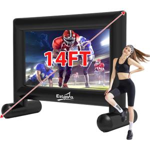 Estgora 14FT Inflatable Movie Screen Outdoor, Blow Up Projector Screen, Inflatable Movie Screen with Air Blower Front & Rear Projection Screens for Outdoor Movie Night Backyard Pool Fun