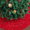 Mr. Pen- Red Sequin Christmas Tree Skirt and Tree Collar, 24 Inch Sparkly Base Cover, 24.8 Inch Foldable Sparkling Sequin Trees Skirt Collar, Red Sequin Tree Skirt, Christmas Skirts for Xmas Trees