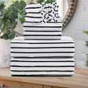 Oliven 8 Pcs Black White Cabana Stripe Large Bath Towel Set Oversize Bath Sheet-2 Bathroom Towels,2 Hand Towels,4 Washcloths Soft Jumbo Absorbent Towel Quick Dry Beach Chair Spa Gym Hotel Towel