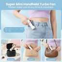 Portable Fan Handheld Mini, 6-Speed Turbo Power USB Rechargeable Personal Cooling Fan with LED Display, Small Travel Fan for Outdoor Camping Hiking, White