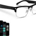 AI Translation Glasses, Real-Time Translator with 164 Languages Support, Smart Blue Light Blocking Glasses with Speakers, IPX5 Waterproof Bluetooth Eyeglasses for Travel, Business & Study (Silver)