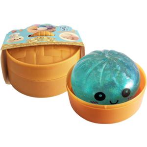 Dumpling Squeeze Toy, Flashing Sensory Ball for Stress Relief, Colorful Easter Basket Filler, Cute Kawaii Style (Blue)